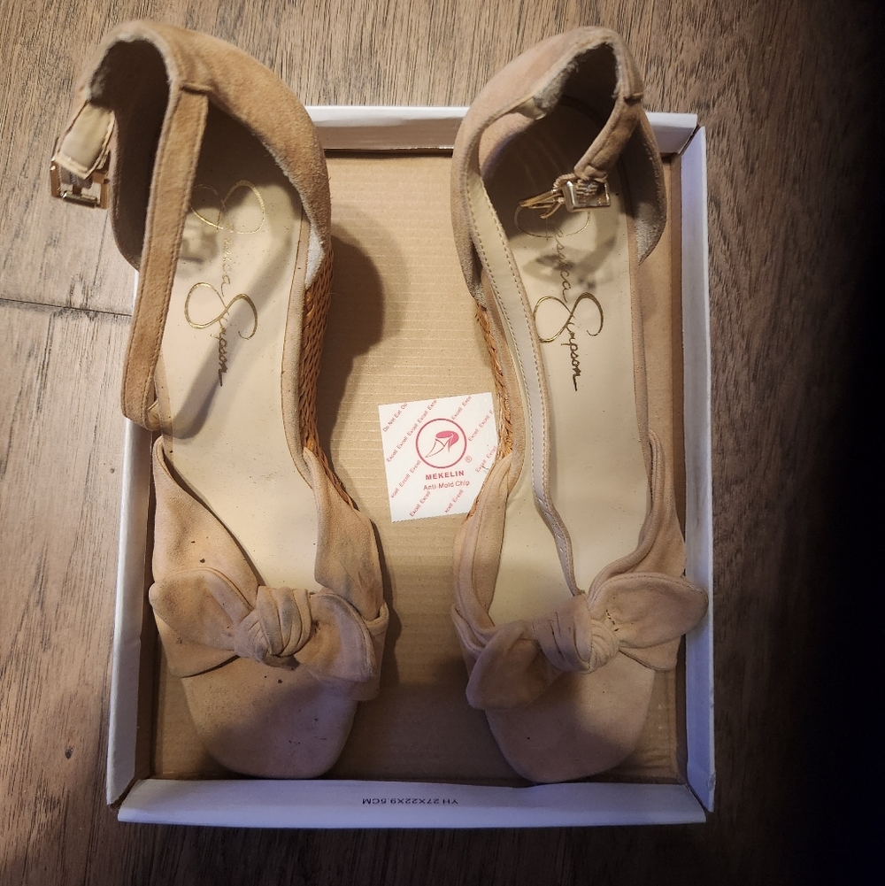 Women's Jessica Simpson Delirah Tan Wedge Dress Sandals - Picture 2 of 9
